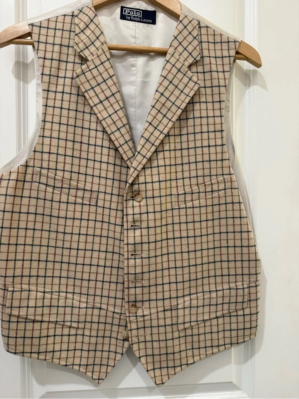 Vintage Polo Ralph Lauren Plaid Windowpane Tweed Vest Heritage